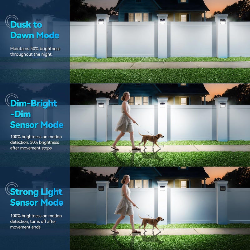 CLAONER Solar Lights Outdoor, [128 LED/4 Packs] Solar Motion Sensor Lights 3 Working Modes Outdoor Lights with 270Â° Wide Angle Wireless IP65 Waterproof Security Light for Fence Patio, Cold White - Image 4